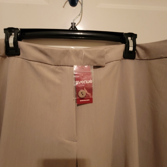 Avenue Modern Fit Flat Front Slacks, Slim Leg, 18 Avg, Stretch, Khaki Color - Picture 4 of 8